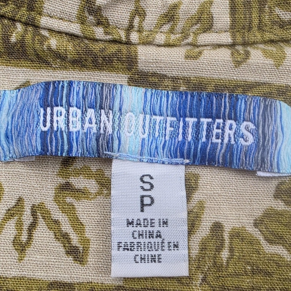Urban Outfitters Dress Womens S Green Collared‎ Zip Front Linen Mini Sleeveless - Picture 4 of 9
